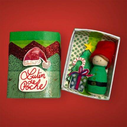 lutin de poche noël mini boite surprise cadeau sapin